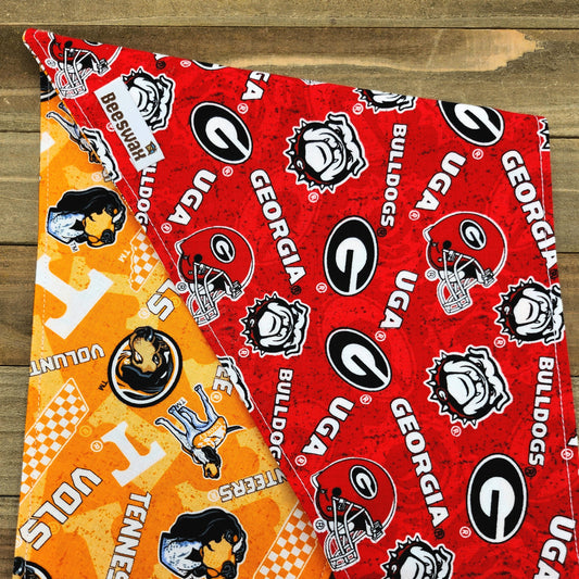 Dawgs and Vols House Divided Dark Game Day Reversible Pet Bandana Handmade