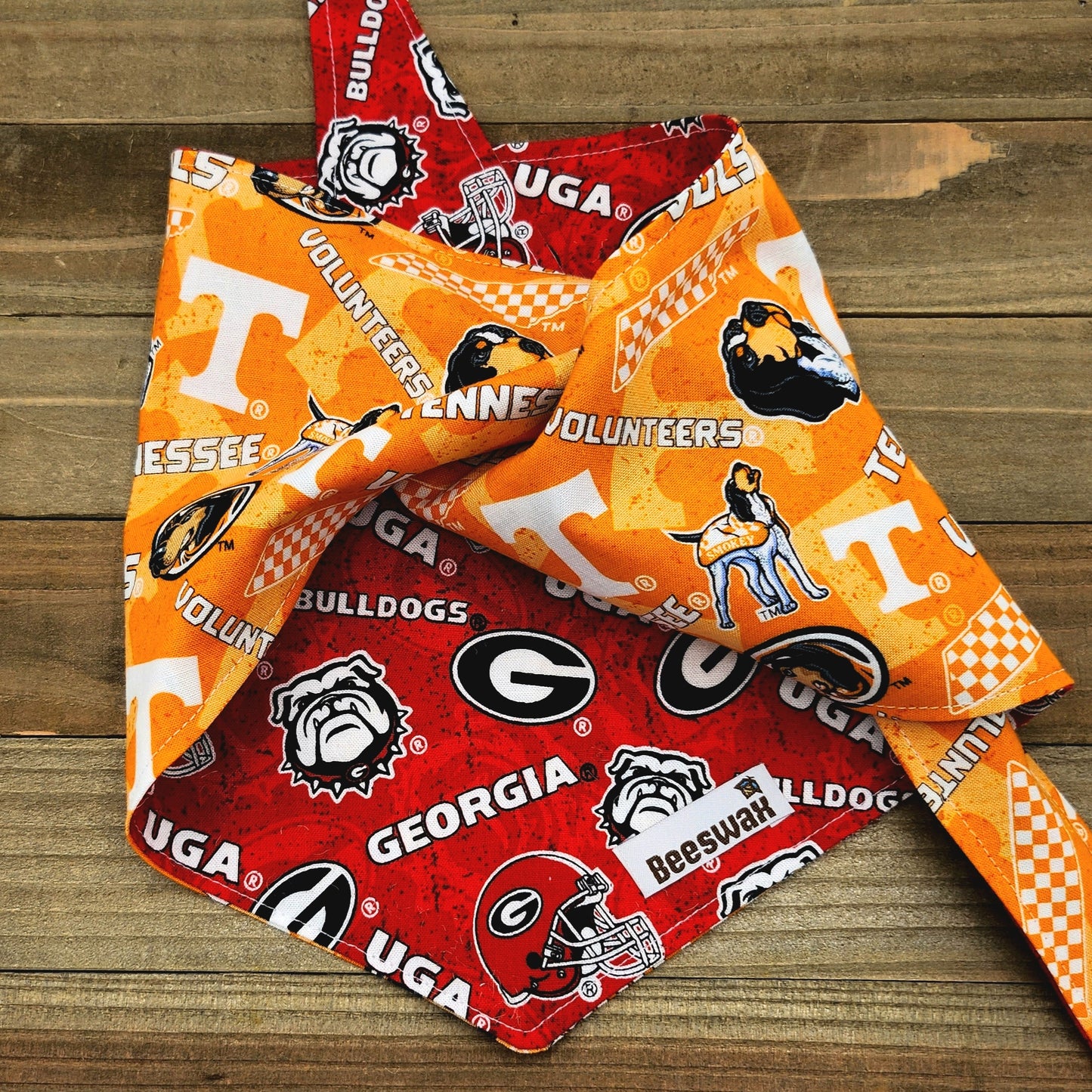Dawgs and Vols House Divided Dark Game Day Reversible Pet Bandana Handmade