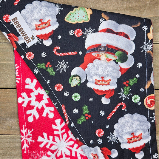 Christmas Santa Red Snowflake Flannel Pet Bandana - Beeswax Bandanas