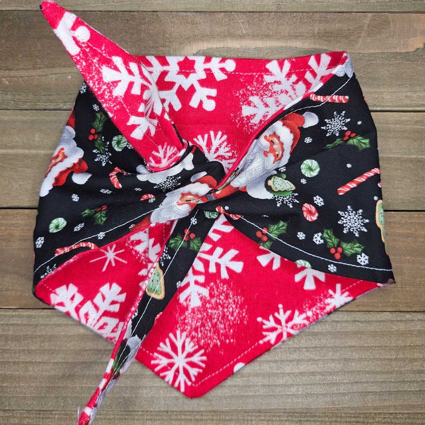 Christmas Santa Red Snowflake Flannel Pet Bandana - Beeswax Bandanas