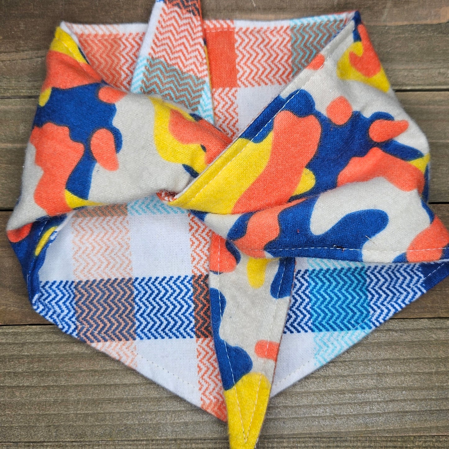 Miami Camo Day Plaid Double Flannel Pet Bandana - Beeswax Bandanas