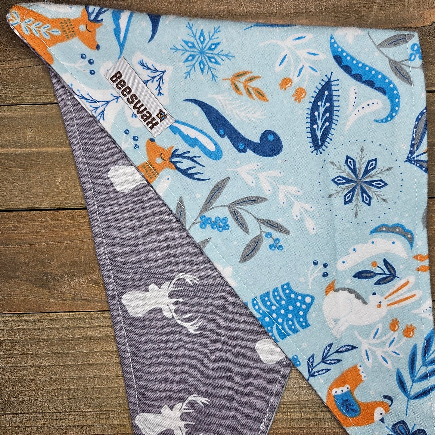 Winter Forest Flannel Stag Leap Reversible Flannel Pet Bandana Handmade