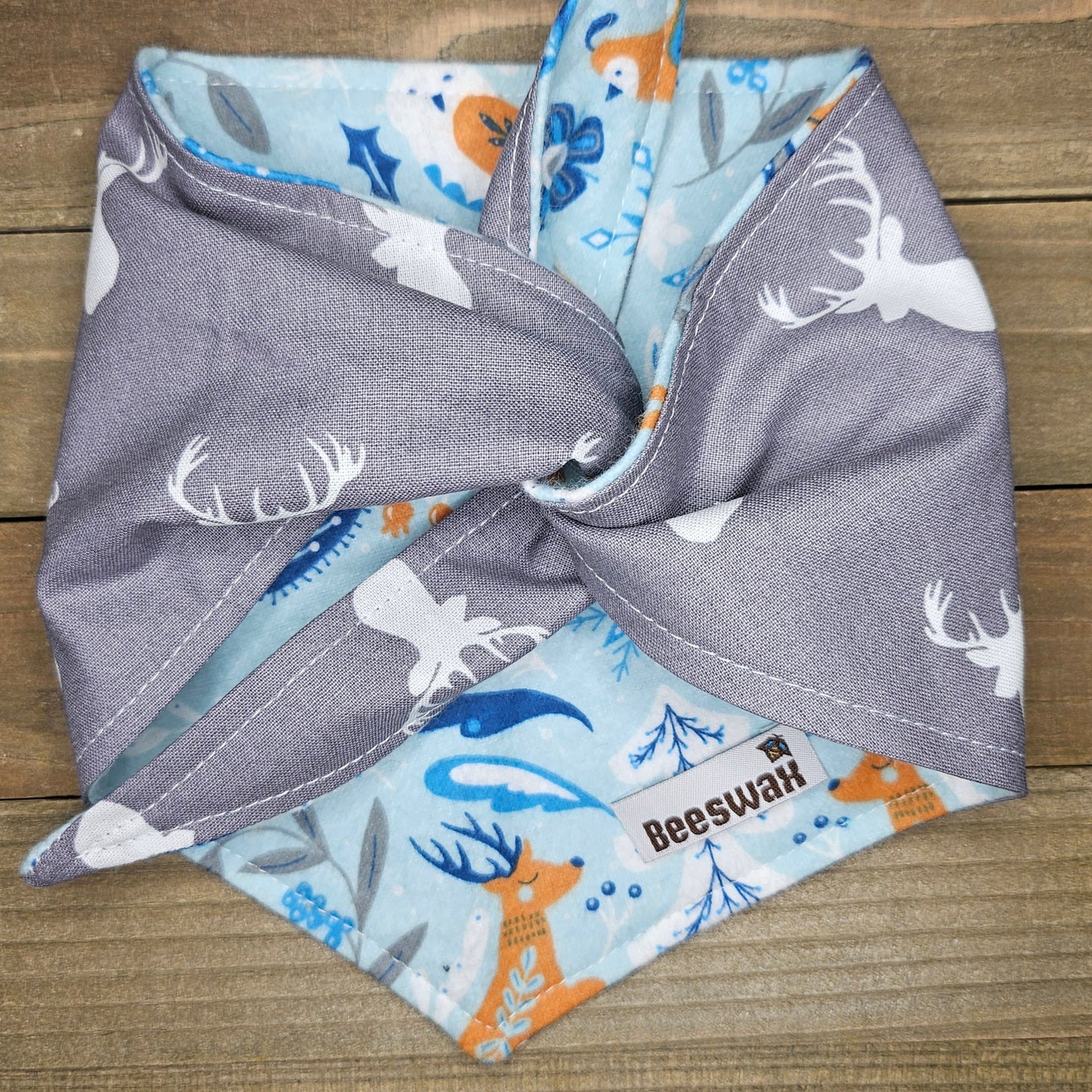 Winter Forest Flannel Stag Leap Reversible Flannel Pet Bandana Handmade