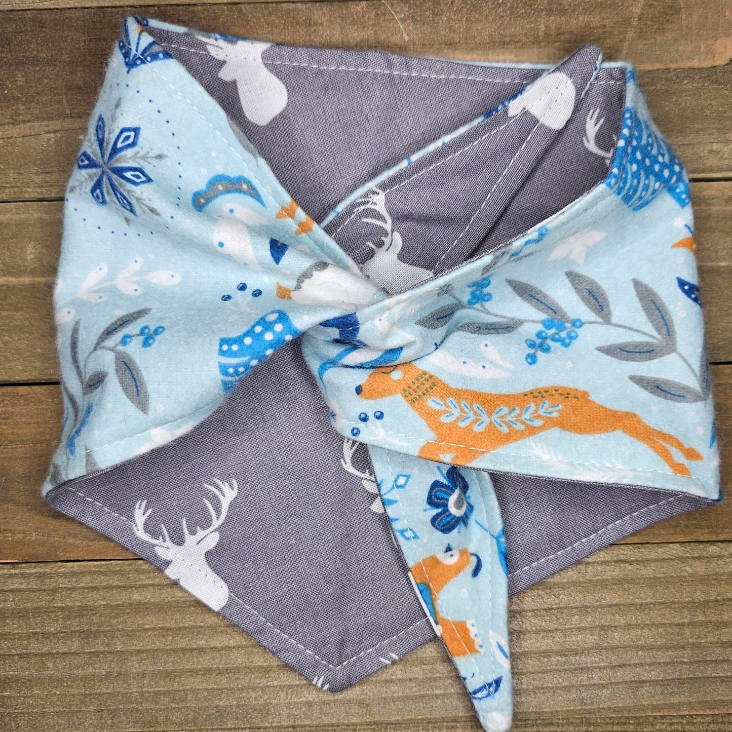 Winter Forest Flannel Stag Leap Reversible Flannel Pet Bandana Handmade
