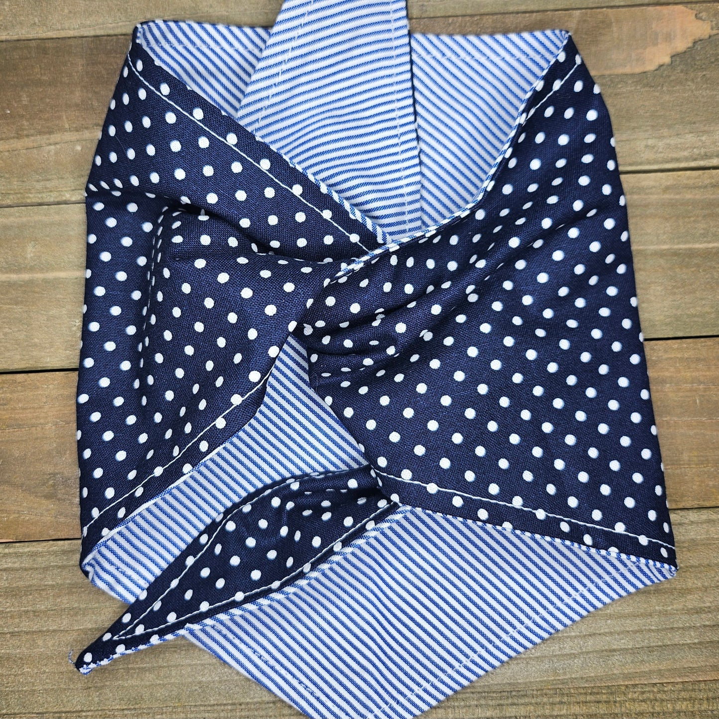 Pinstripe Picnic | Handmade Upcycled Reversible Pet Bandana