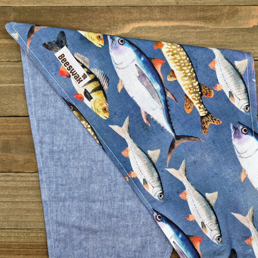 Gone Fishing Reversible Pet Bandana Handmade