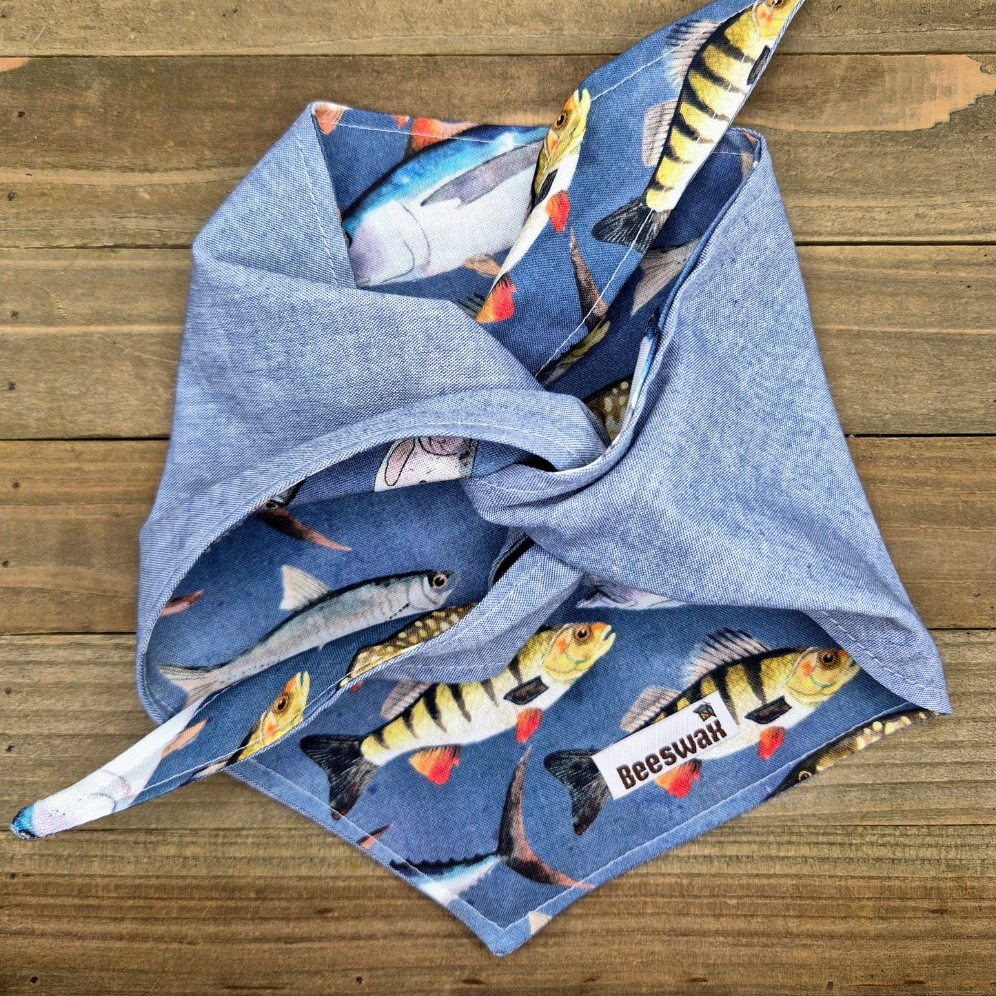Gone Fishing Reversible Pet Bandana Handmade