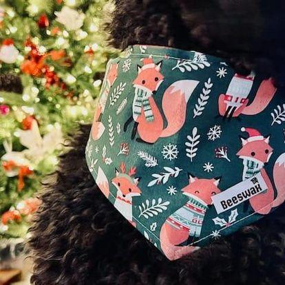 Christmas Fox Snowflake Flannel Pet Bandana - Beeswax Bandanas