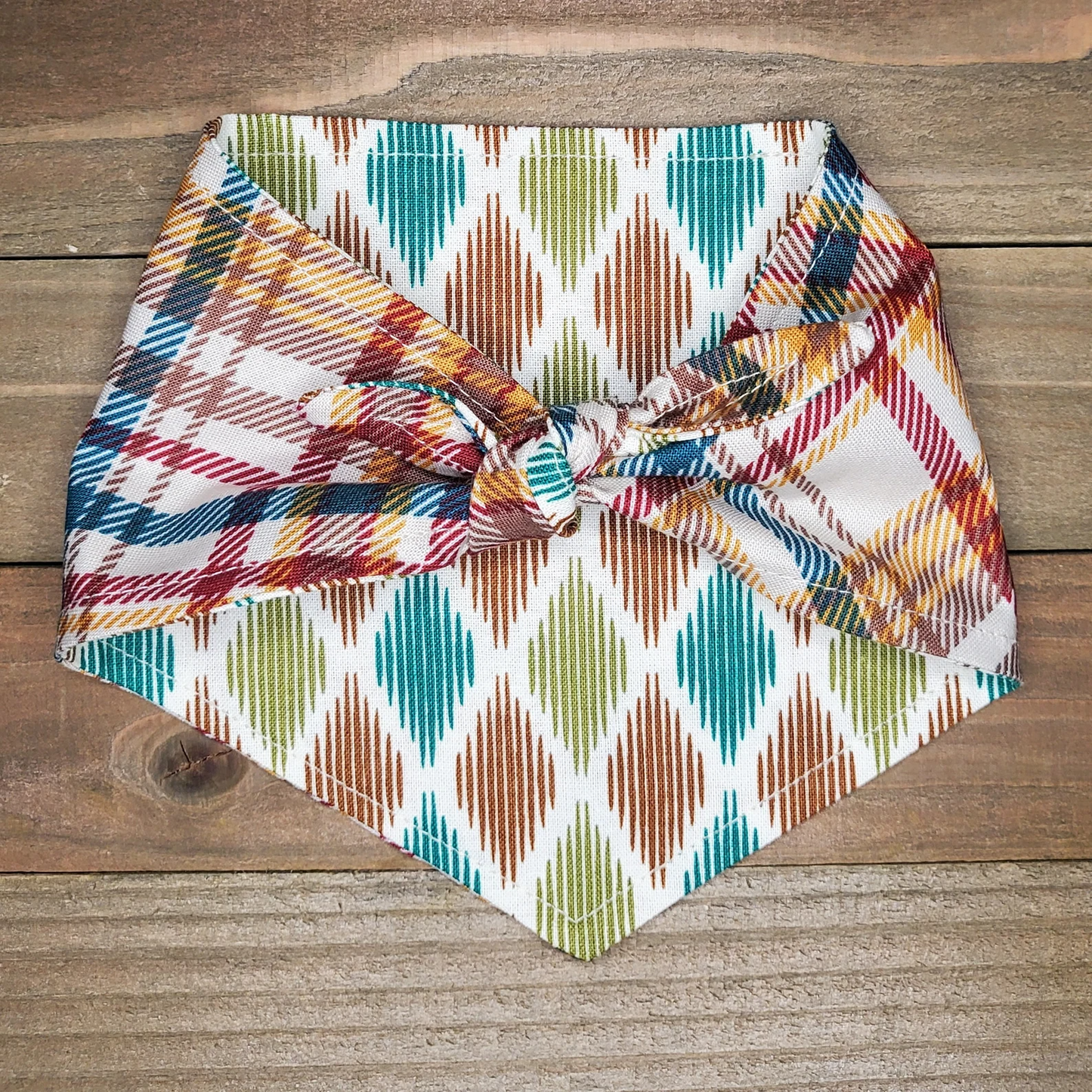 Autumn Plaid Reversible Pet Bandana Handmade