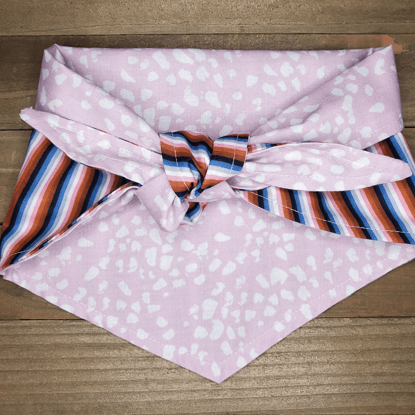 Purple Stripe Pink Dot Pet Bandana - Beeswax Bandanas