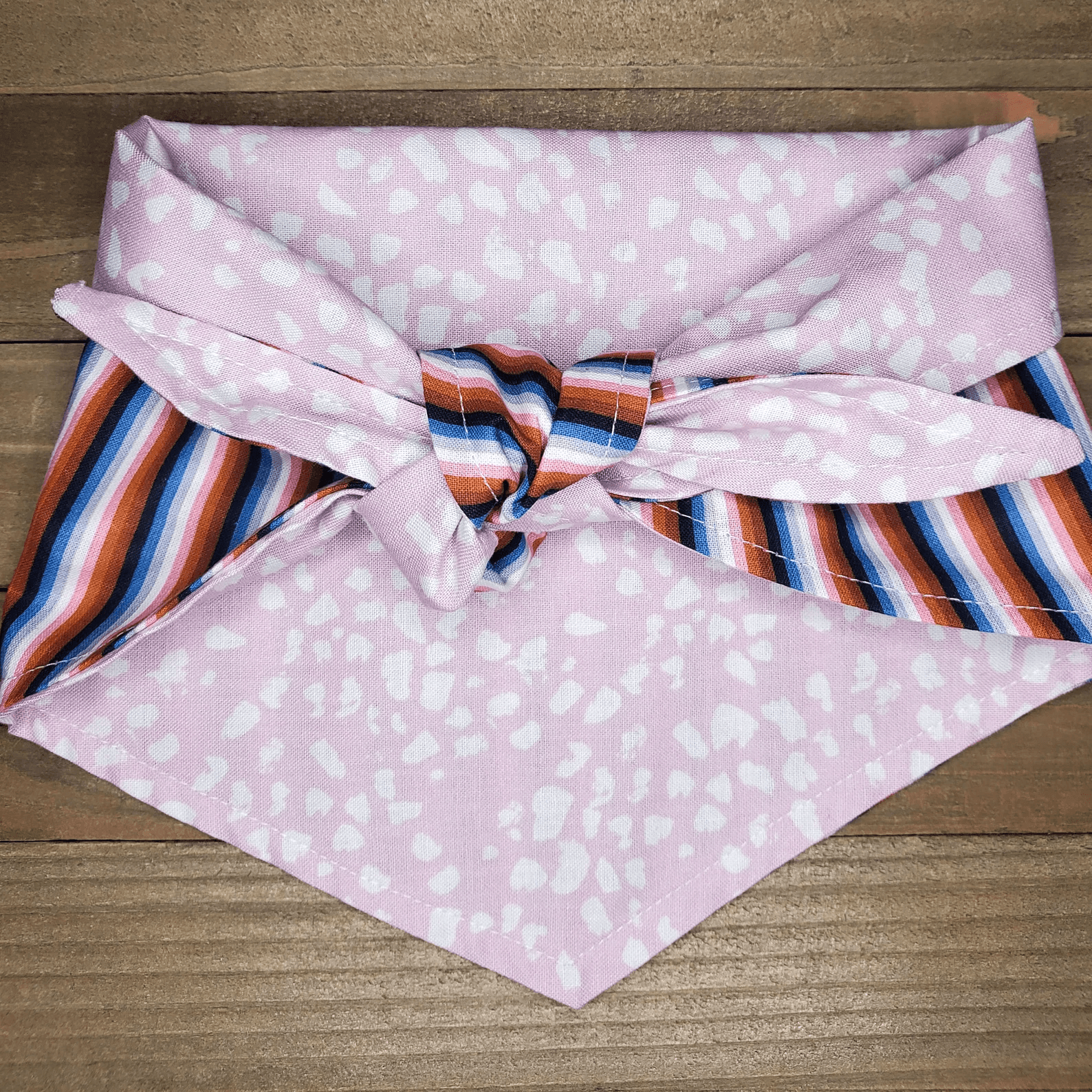 Purple Stripe Pink Dot Pet Bandana - Beeswax Bandanas