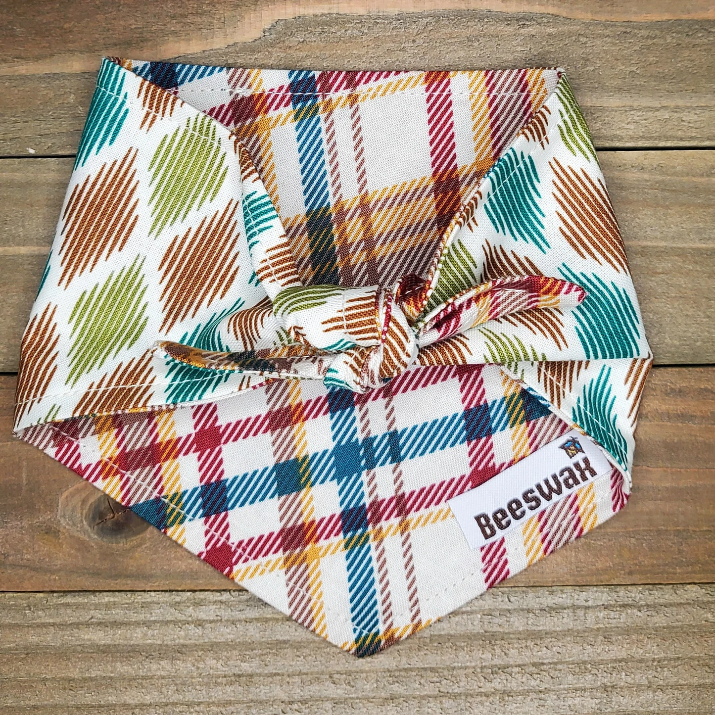 Autumn Plaid Reversible Pet Bandana Handmade