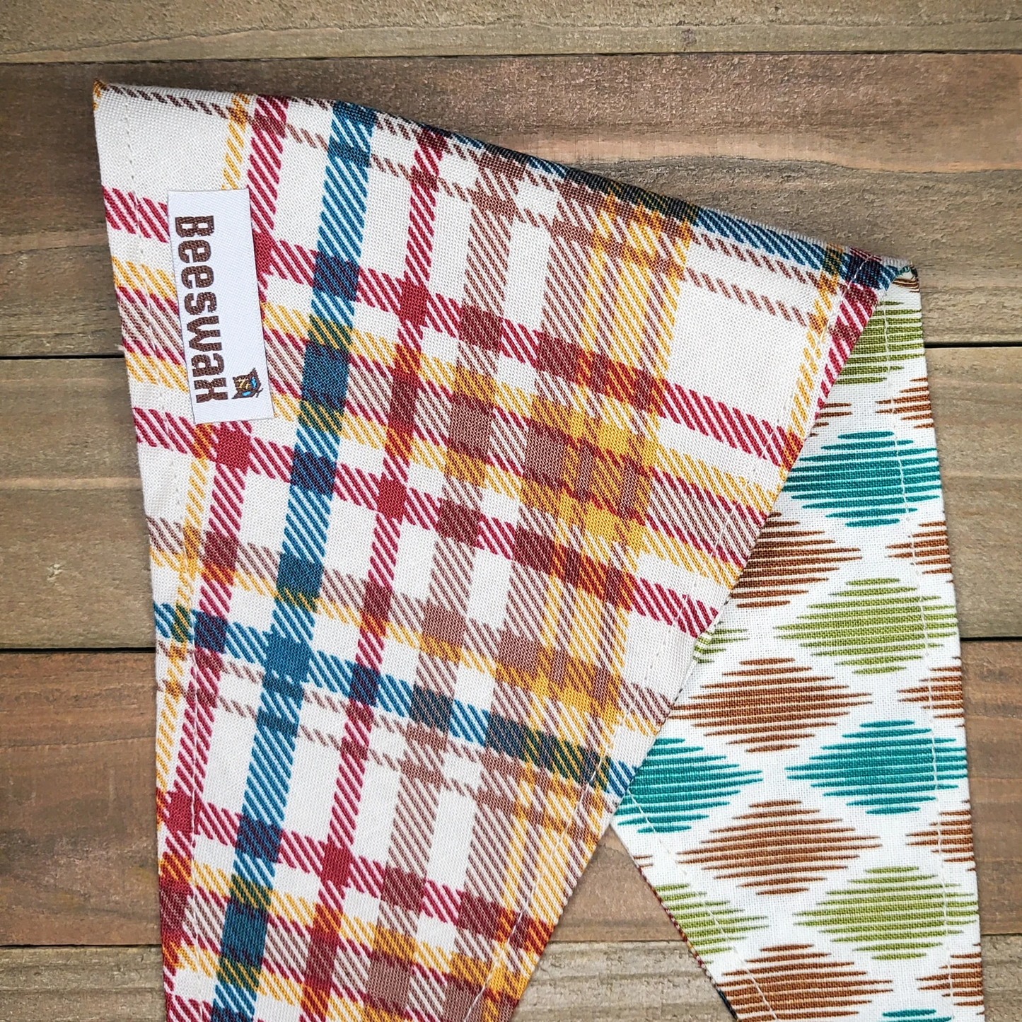 Autumn Plaid Reversible Pet Bandana Handmade