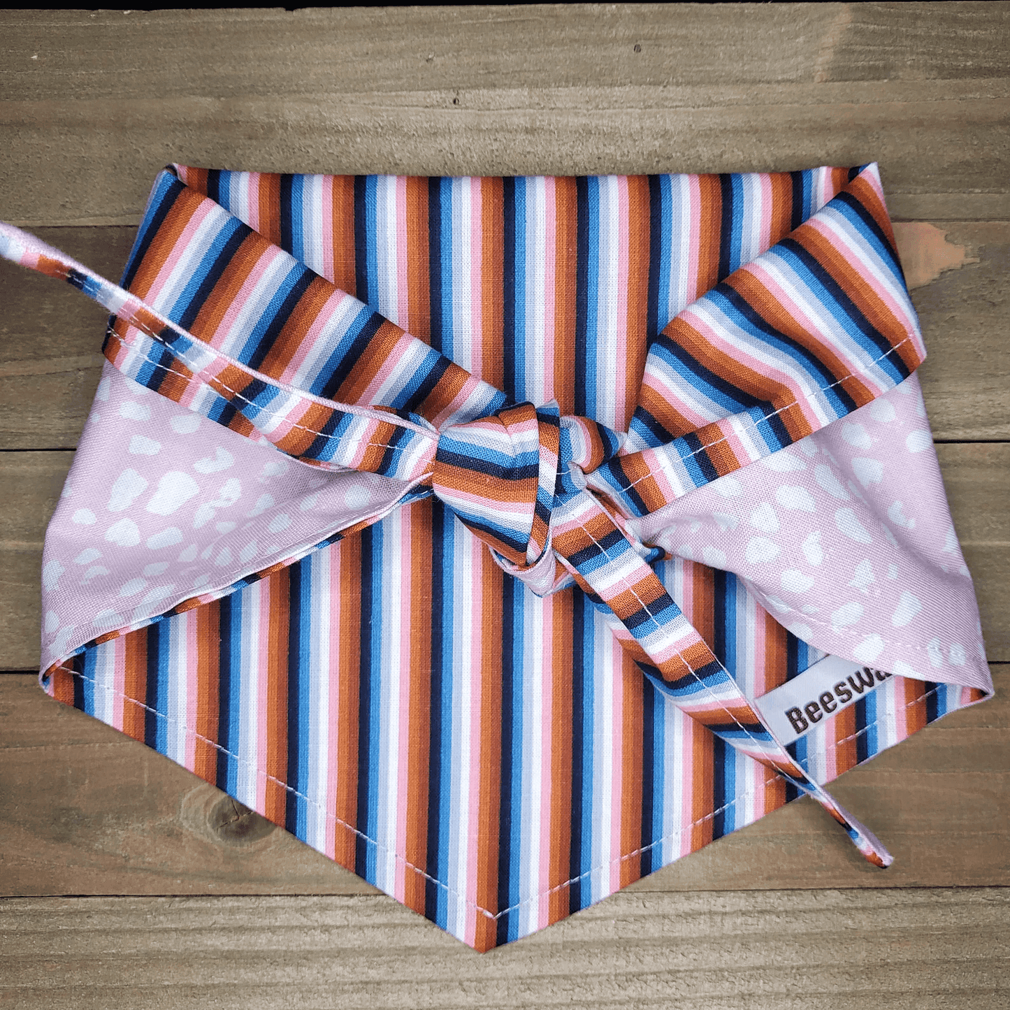 Purple Stripe Pink Dot Pet Bandana - Beeswax Bandanas