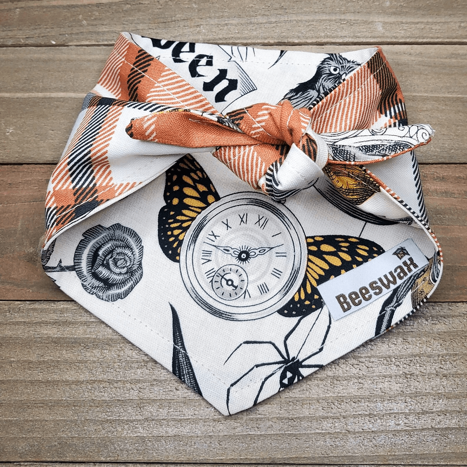 Alexander Henry Butterscotch Plaid Pet Bandana - Beeswax Bandanas