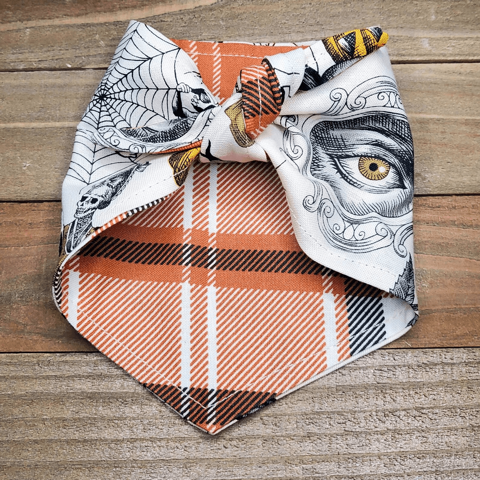 Alexander Henry Butterscotch Plaid Pet Bandana - Beeswax Bandanas