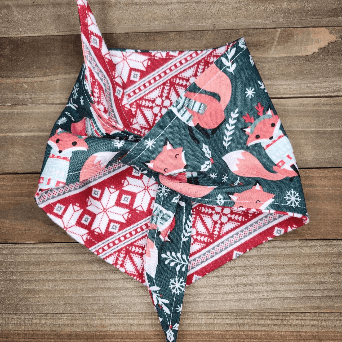 Christmas Fox Snowflake Flannel Pet Bandana - Beeswax Bandanas