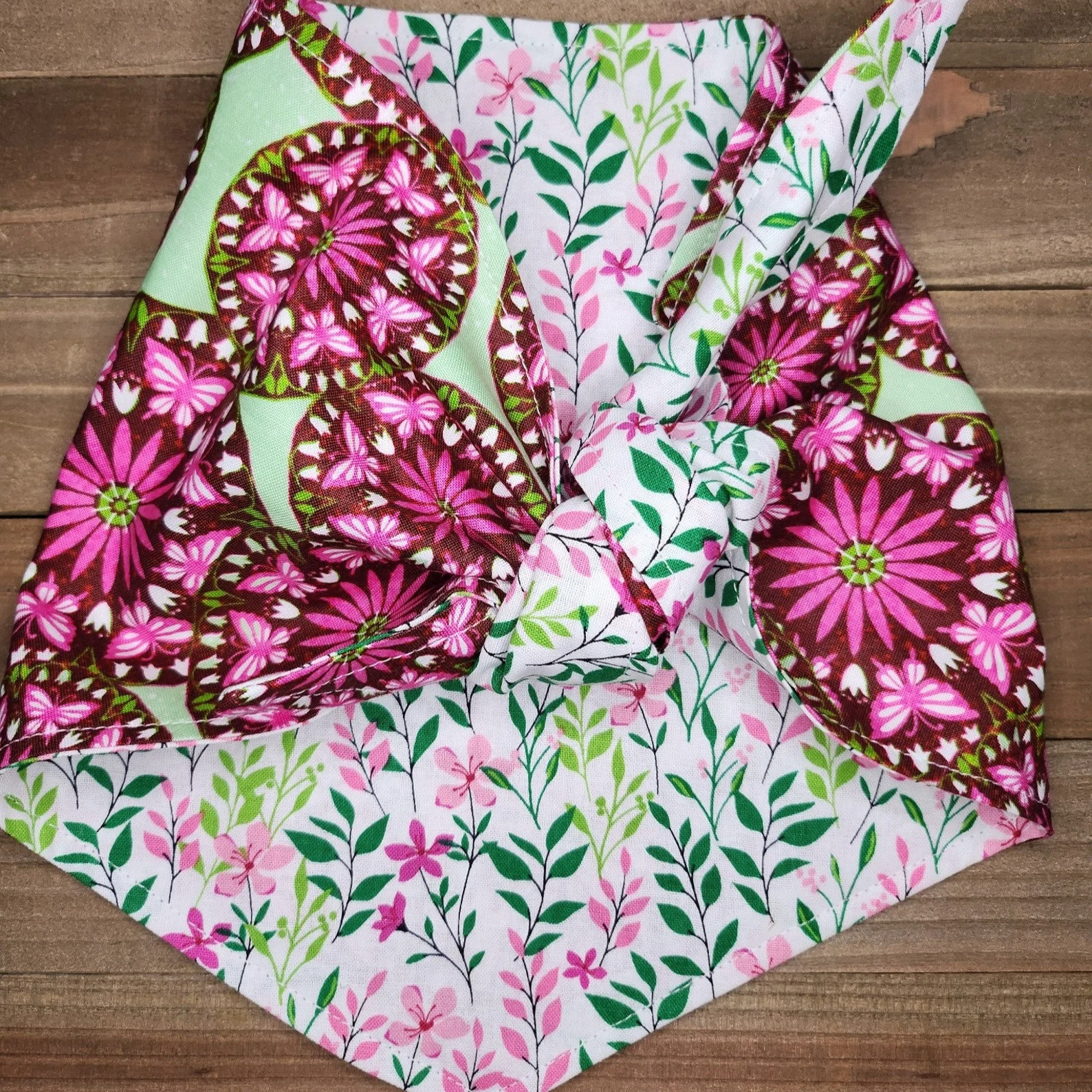 Green Hippie Flower Pet Bandana - Beeswax Bandanas