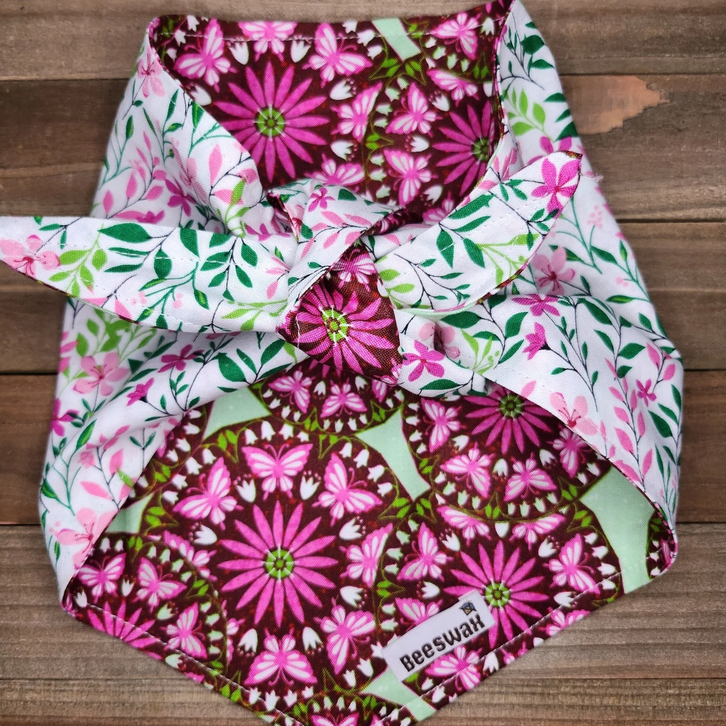 Green Hippie Flower Pet Bandana - Beeswax Bandanas