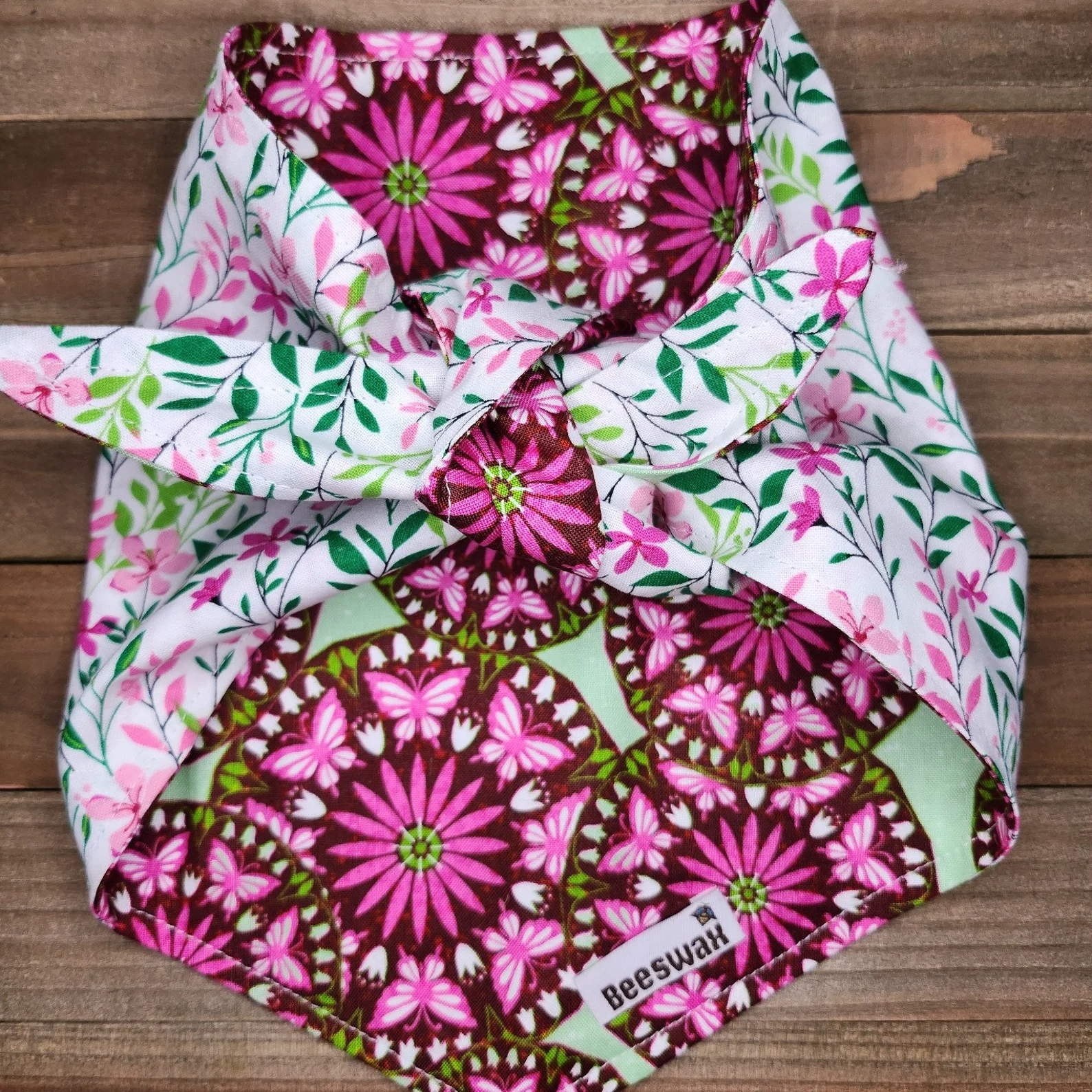 Green Hippie Flower Pet Bandana - Beeswax Bandanas
