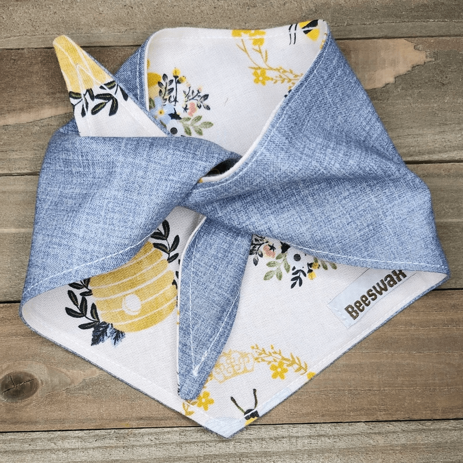 Bee Garden-Blue Chambray Pet Bandana - Beeswax Bandanas