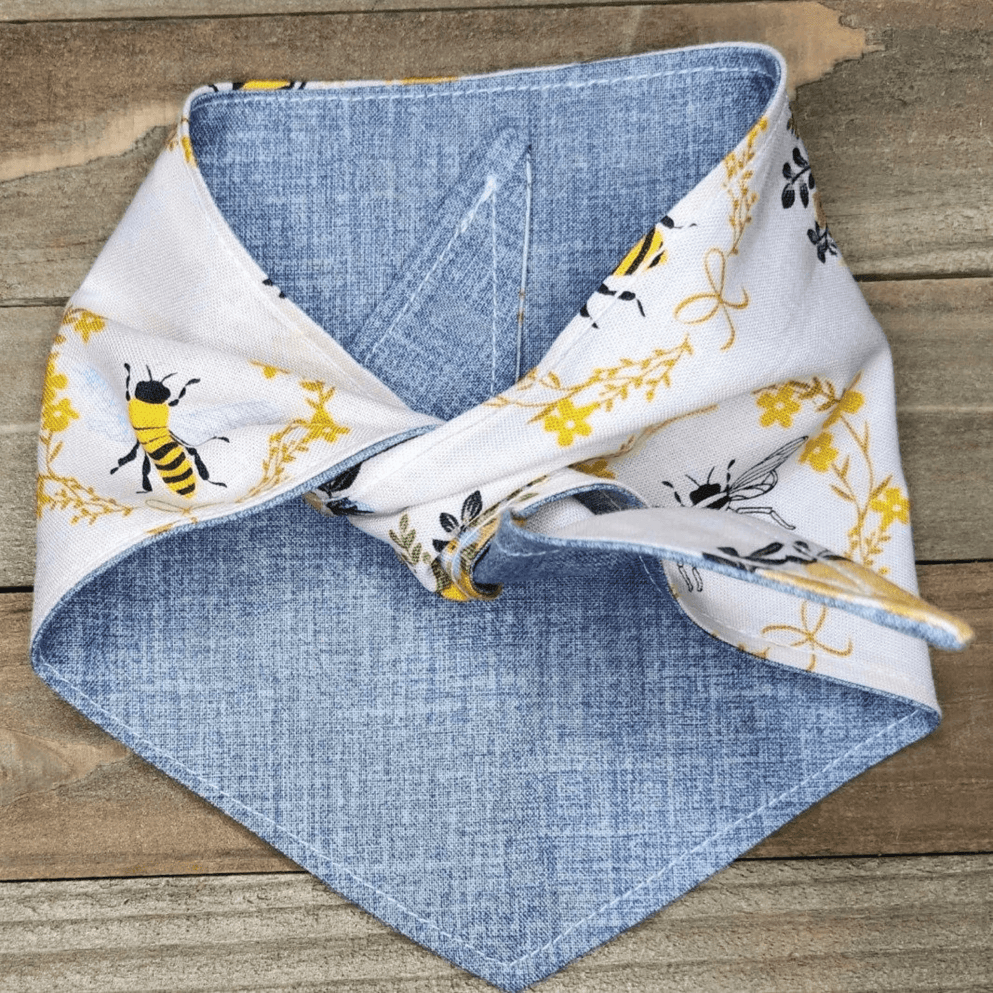 Bee Garden-Blue Chambray Pet Bandana - Beeswax Bandanas