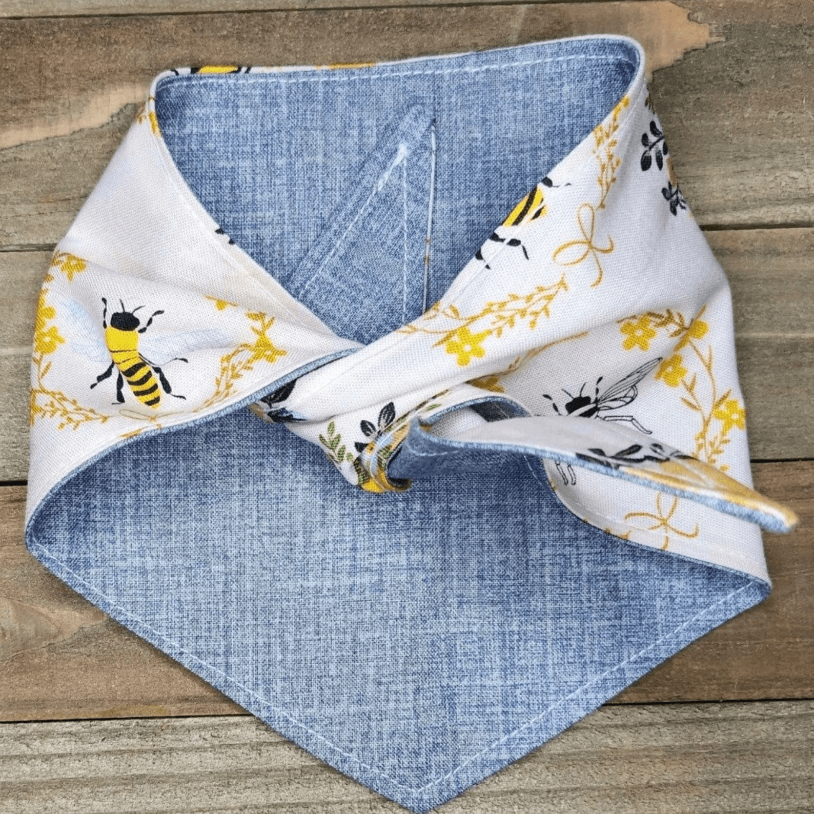 Bee Garden-Blue Chambray Pet Bandana - Beeswax Bandanas