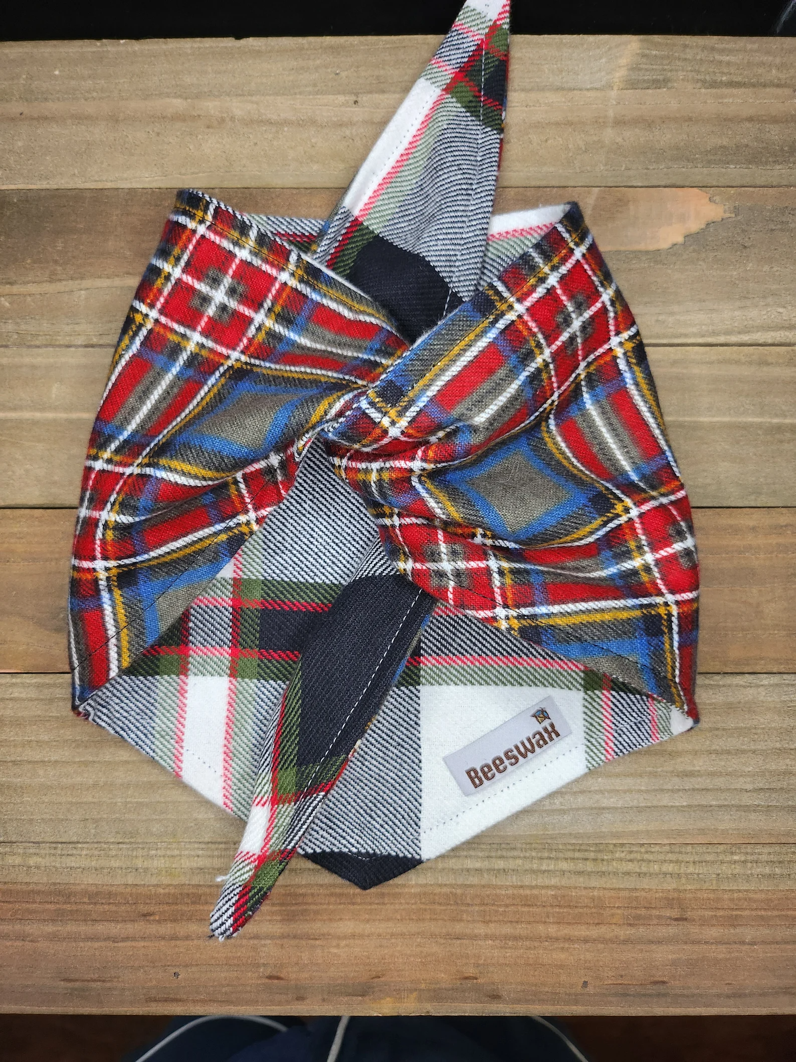 Winter Plaid Grey Tartan Pet Bandana - Beeswax Bandanas