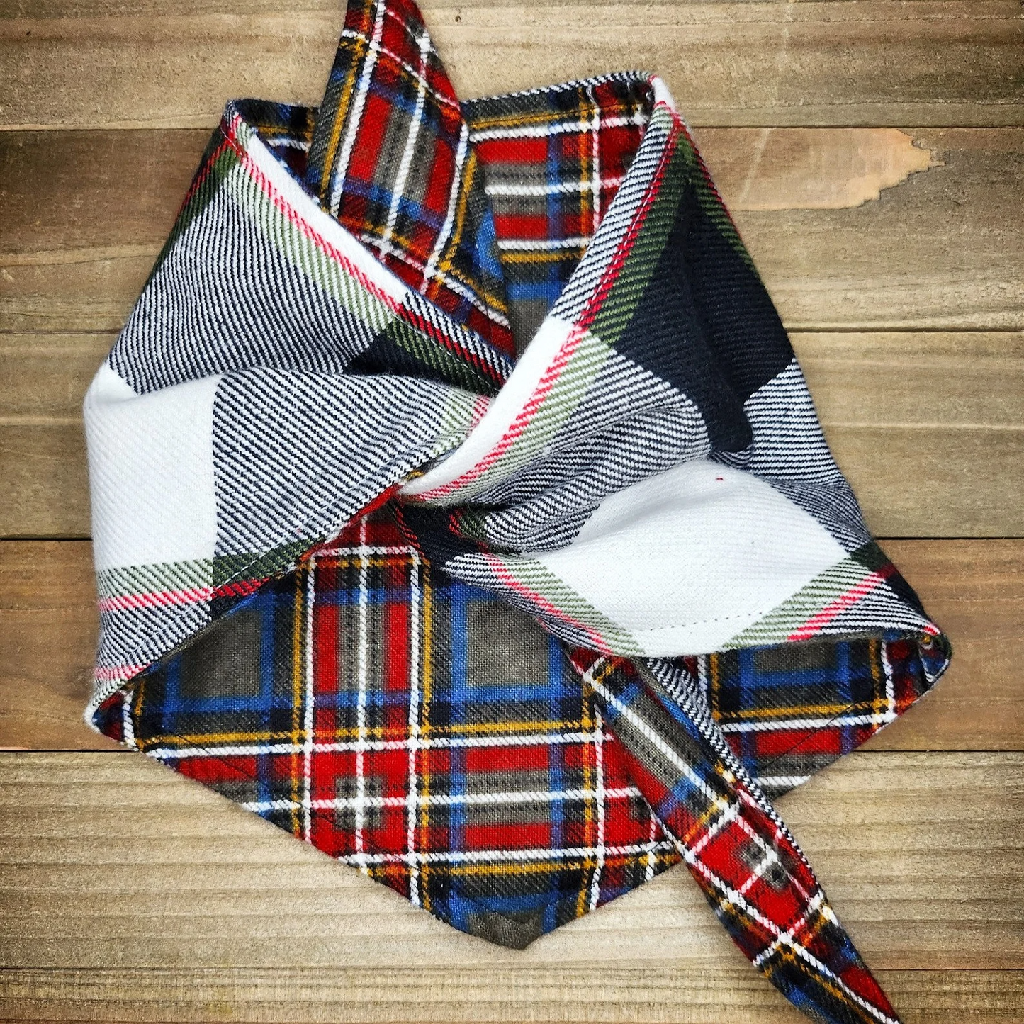 Winter Plaid Grey Tartan Pet Bandana - Beeswax Bandanas