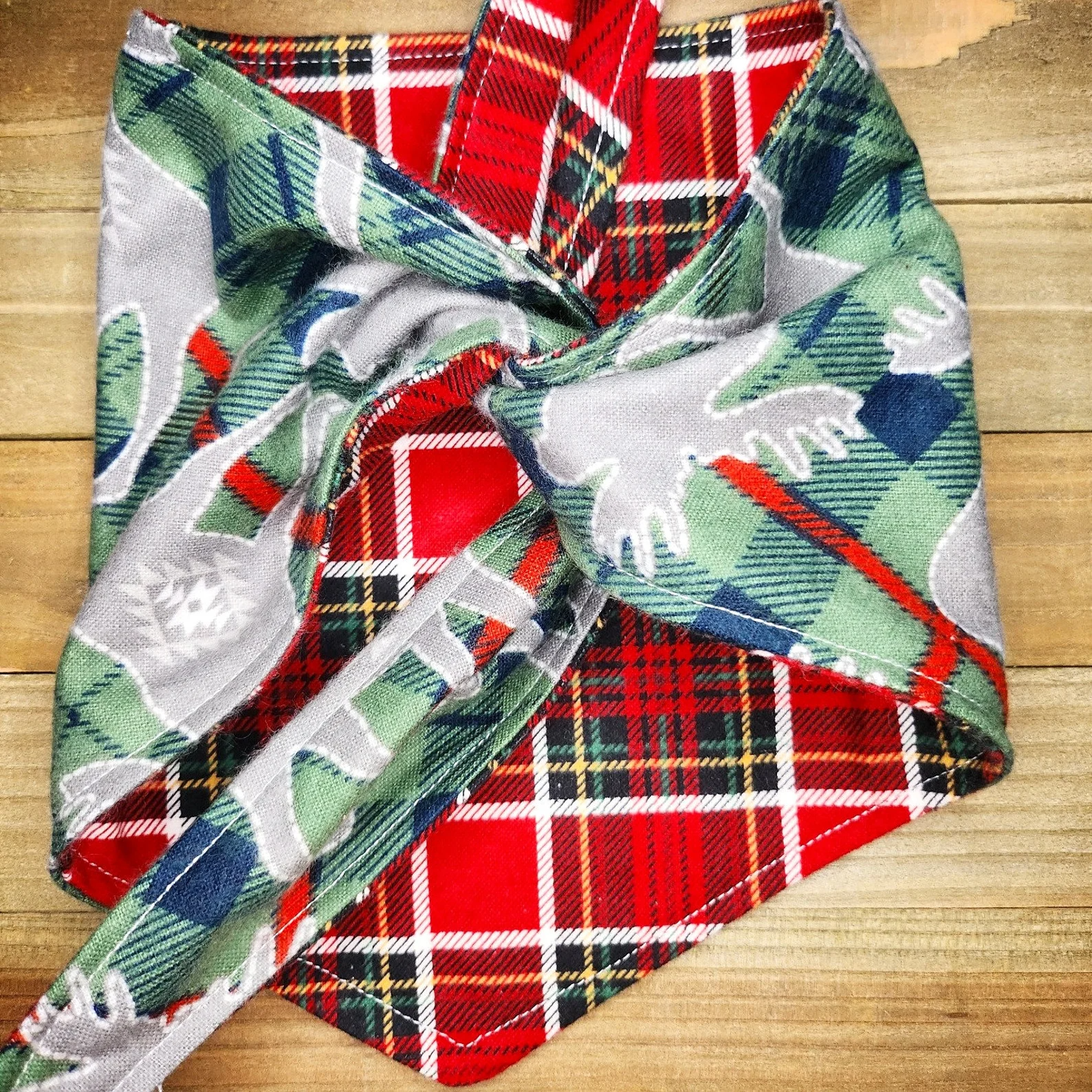 Flannel Moose Red Plaid Pet Bandana - Beeswax Bandanas