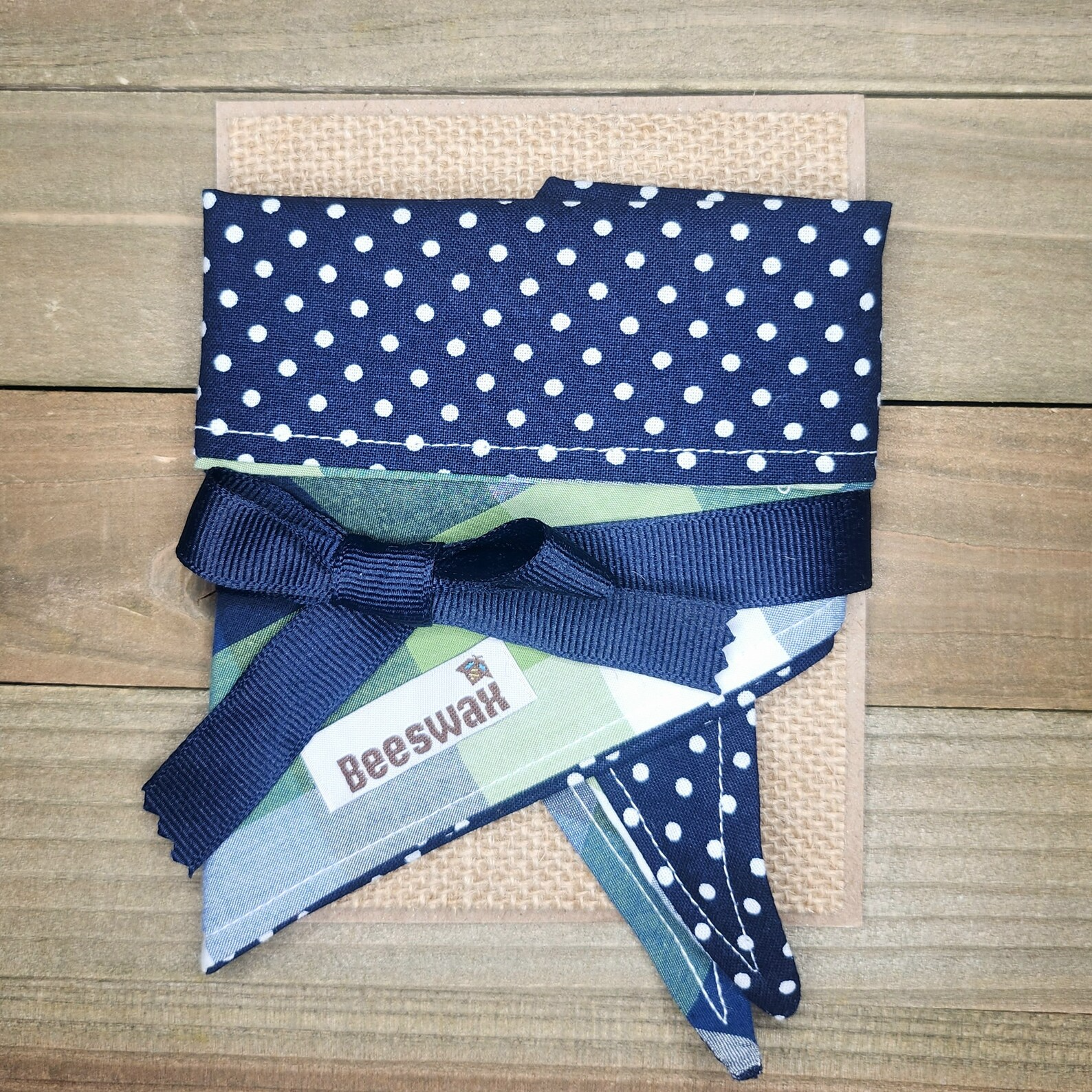 Navy Polka Plaid Pet Bandana - Beeswax Bandanas
