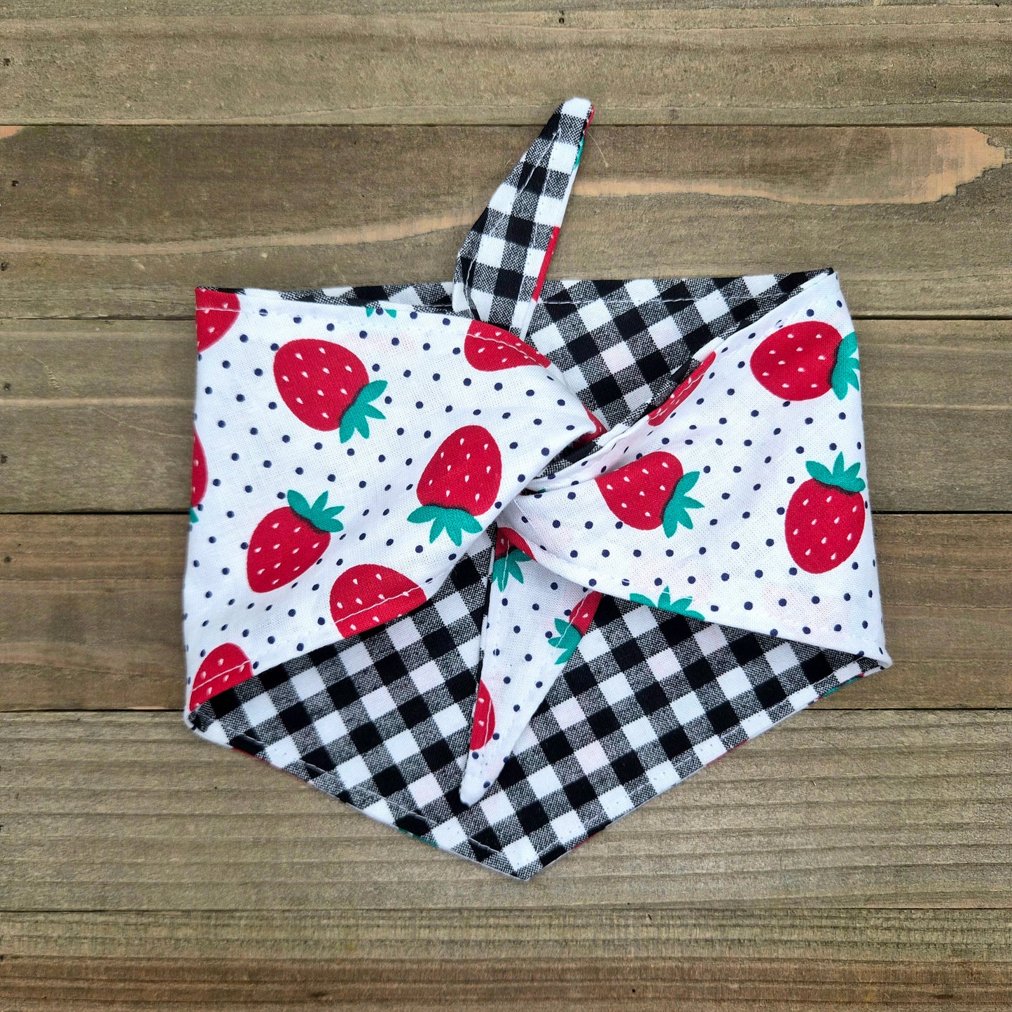 Strawberry Picnic | Reversible Handmade Pet Bandana