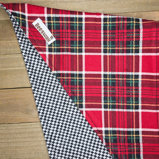 Red Tartan Houndstooth Double Flannel Pet Bandana - Beeswax Bandanas