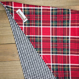 Red Tartan Houndstooth Double Flannel Pet Bandana - Beeswax Bandanas 