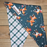 Christmas Reindeer Forest Plaid Pet Bandana - Beeswax Bandanas 