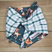 Christmas Reindeer Forest Plaid Pet Bandana - Beeswax Bandanas 