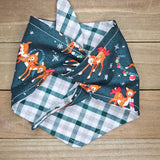 Christmas Reindeer Forest Plaid Pet Bandana - Beeswax Bandanas 