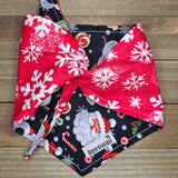 Christmas Santa Red Snowflake Flannel Pet Bandana - Beeswax Bandanas 