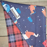 Dinosaur Christmas Red Plaid Pet Bandana - Beeswax Bandanas 