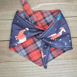 Dinosaur Christmas Red Plaid Pet Bandana - Beeswax Bandanas 