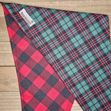 Green Tartan Plaid Red Checkerboard Pet Bandana - Beeswax Bandanas 