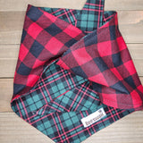 Green Tartan Plaid Red Checkerboard Pet Bandana - Beeswax Bandanas 