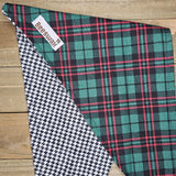 Green Tartan Plaid Houndstooth Flannel Pet Bandana - Beeswax Bandanas 