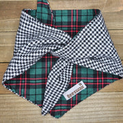 Green Tartan Plaid Houndstooth Flannel Pet Bandana - Beeswax Bandanas 