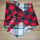 Red and White Tartan Red Checkerboard Pet Bandana - Beeswax Bandanas 