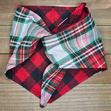 Red and White Tartan Red Checkerboard Pet Bandana - Beeswax Bandanas 