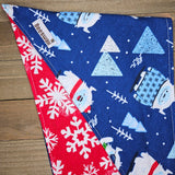 Blue Yeti Red Snowflake Double Flannel Pet Bandana - Beeswax Bandanas 