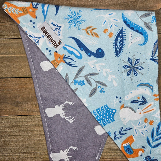Winter Forest Flannel Stag Leap Reversible Flannel Pet Bandana Handmade
