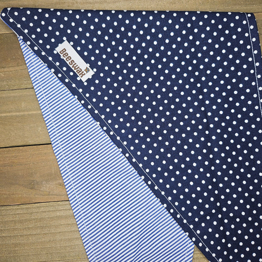 Pinstripe Picnic | Handmade Upcycled Reversible Pet Bandana