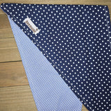 Navy Polka Dot Navy Pinstripe Upcycled Pet Bandana